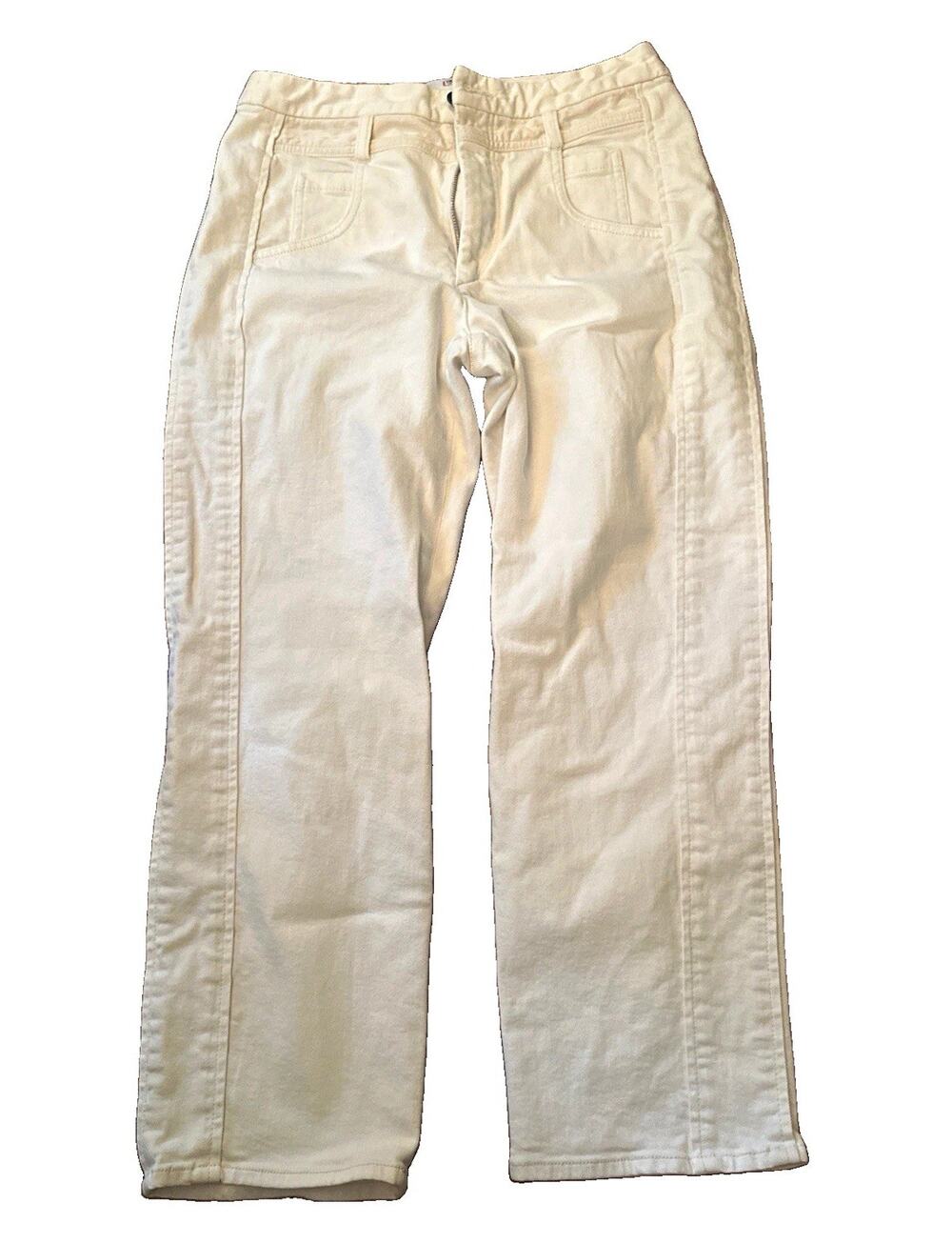 Colovos Women's White Denim Straight Leg Jeans Mid Rise 5-Pocket Zip
